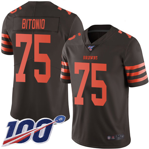 Cleveland Browns Joel Bitonio Men Brown Limited Jersey #75 NFL Football 100th Season Rush Vapor Untouchable